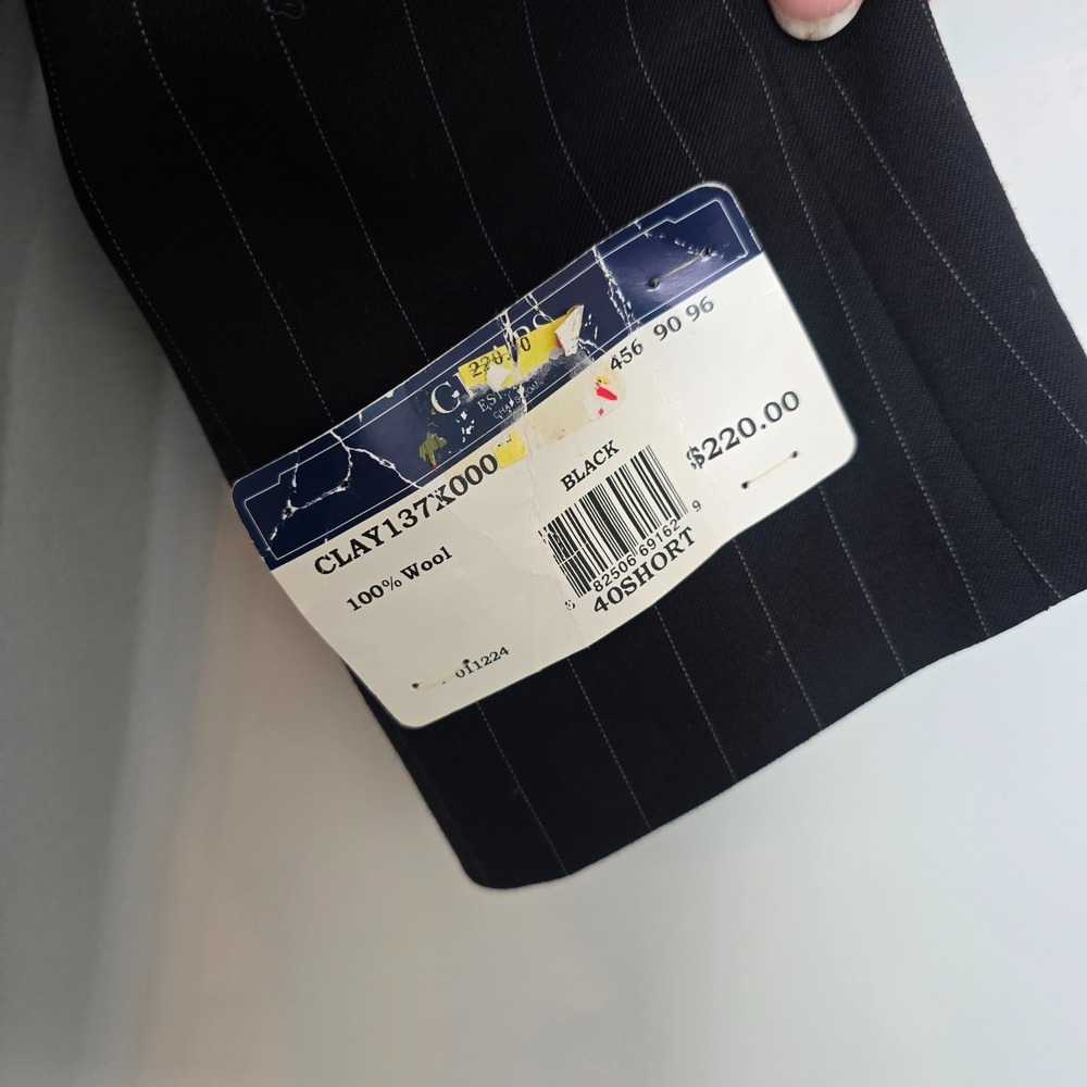 NWT Chaps Mens Wool Pinstripe Blazer 40 Short Black Business Suit Jacket - Picture 6 of 12